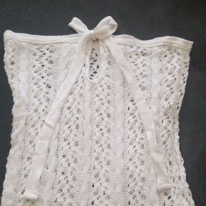 White crochet strapless tunic